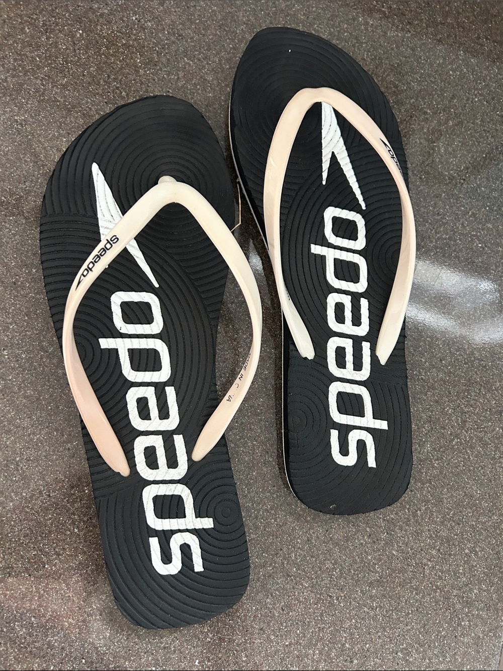 Speedo Black Flip Flops with Light Nude Straps